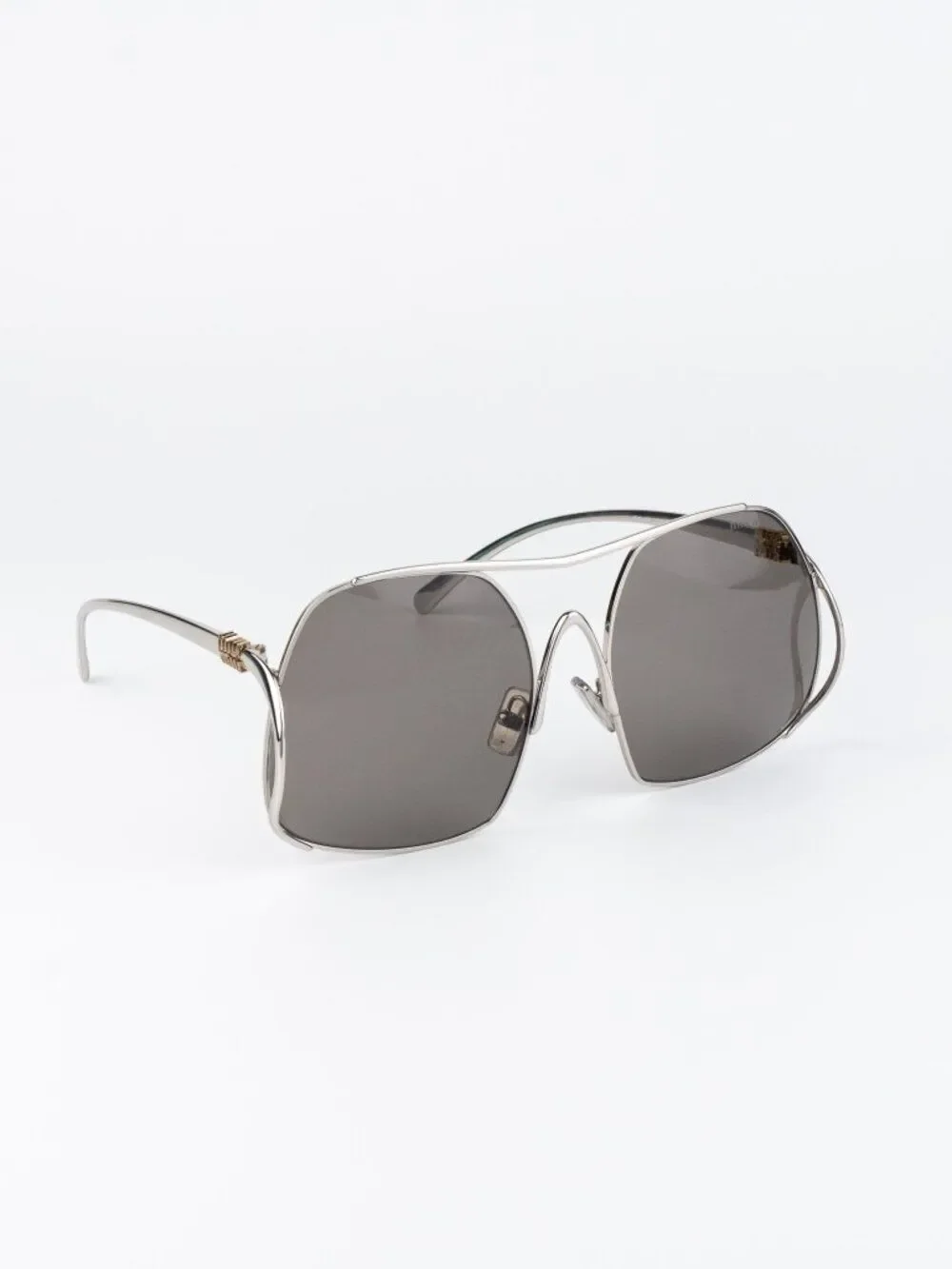 Miu Miu Women Sunglasses Silver Grey Pilot MUA55S 1BC80Q NEW AUTHENTIC
